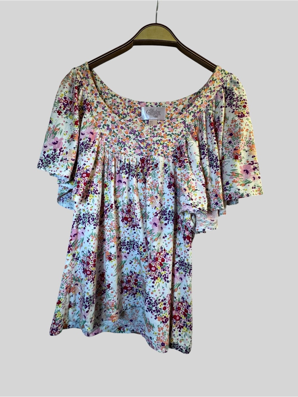 H&M Garden Collection Women’s Organic Cotton Floral Bell Sleeve Top Size M